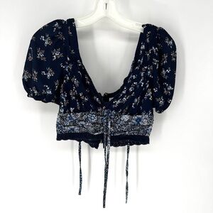 Altar'd State Navy Floral Crop Top